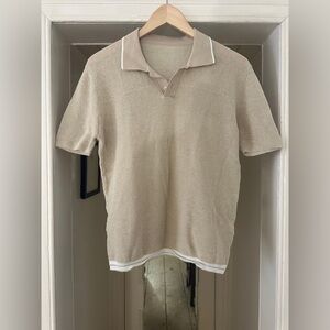 Jacquemus Men’s Beige Short Sleeve Knit Polo sz M